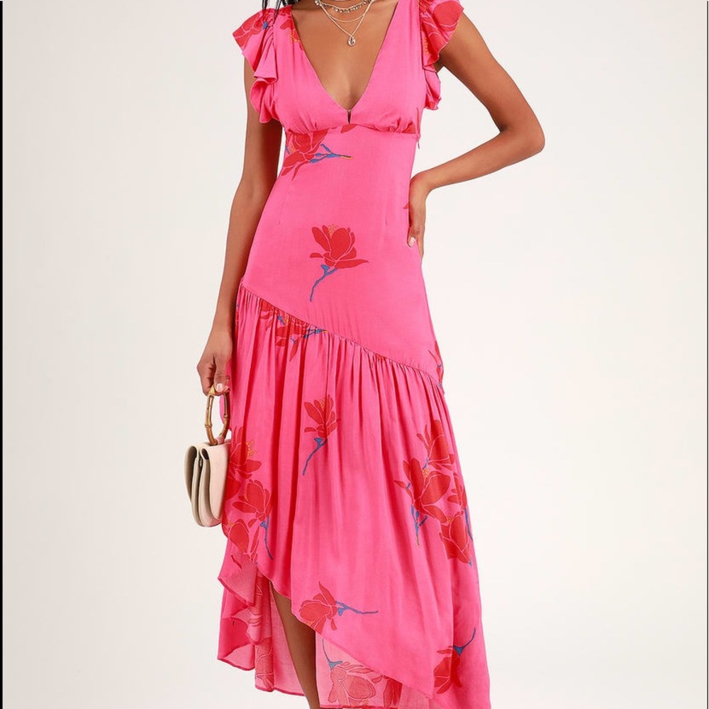 Free People Waterfall Pink Floral Maxi Dress